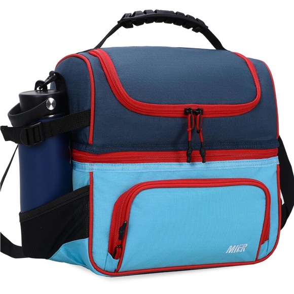 MIER 2 CompartmentUnisex👫Insulated LeakproofCoolerLunchBag Tote w ShoulderStrap - Picture 1 of 10